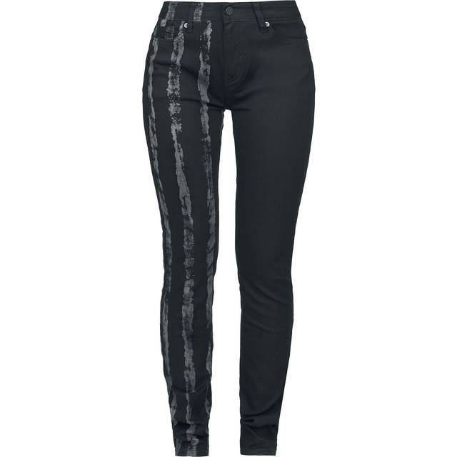 Rock Rebel by EMP Jeans - Striped Leg Stretch Denim - W27L32 to W28L34 - for Women - black