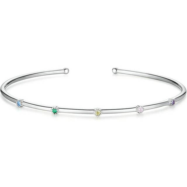 Jewelry Colorful Tiny Slim Open Bangle for Women Silver plating Design
