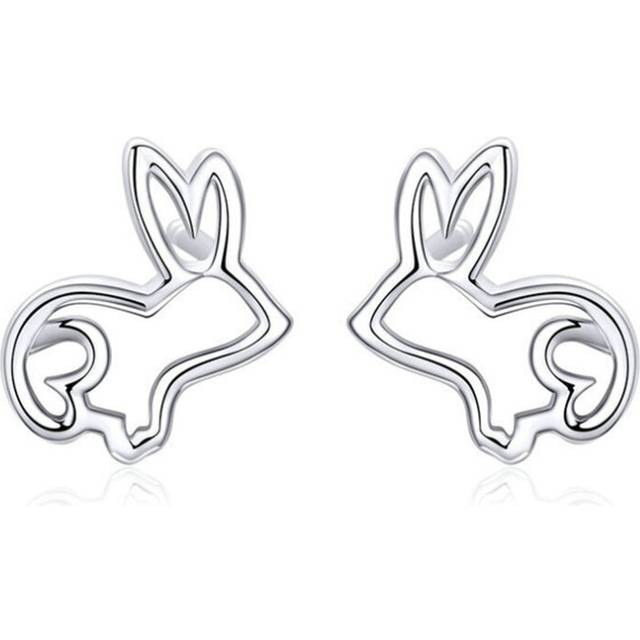 Sketch Rabbit Bunny Stud Earrings for Women Silver plating Ear Studs Jewelry Gifts for Girl Fashion Jewelry