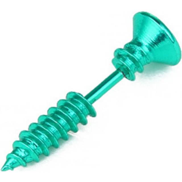 9PC Unisex Stainless Steel Piercing Nail Screw Stud Earrings Punk Helix Ear Piercings Fashion Jewelry  - Green - Multicoloured