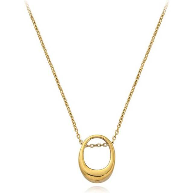 Gilding Hollow Oval Necklace for Women Geometric Circle Clavicle Chain Jewelry Gifts