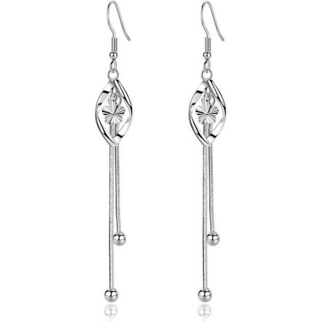 2PCS  Silver plating New Woman Plum Luxury Fashion Brand Hook Ear Original Female Personality Exaggerated Tassel Earrings Jewelry