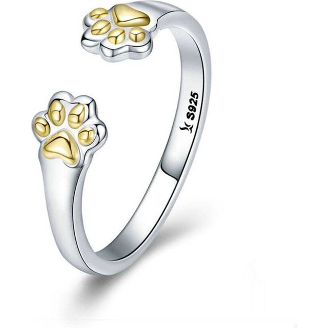 Silver plating Animal Footprints Open Size Adjustable Finger Rings for Women Party Wedding Jewelry