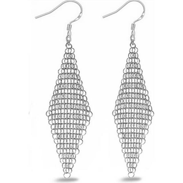 4PCS Silver plating Fashionable Mesh Network Earrings for Women Jewelry