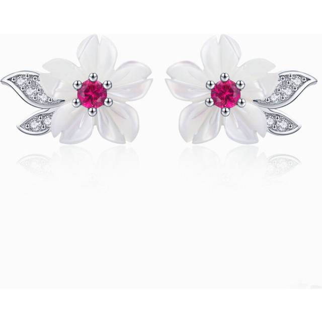 Silver plating Blooming Shell Flower Stud Earrings Orchid Flower  Women Earrings Jewelry