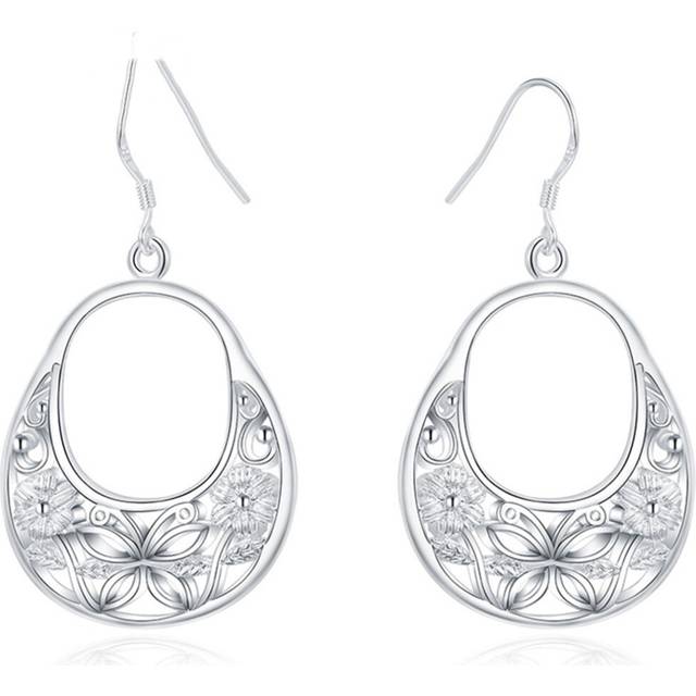 4PCS Silver plating  Butterfly Hollow Drop Earrings for Women Lady Wedding Engagement Party Fashion Jewelry