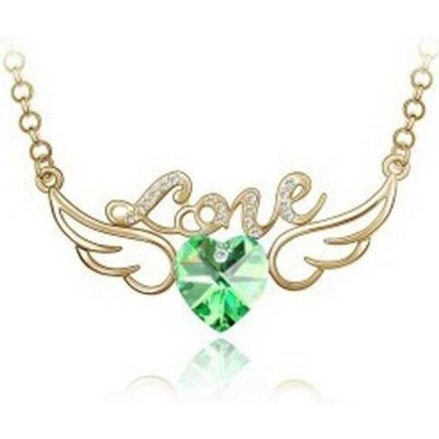 Green Gold 'Love' Pendant Necklace Angel Wings Fashion Jewellery