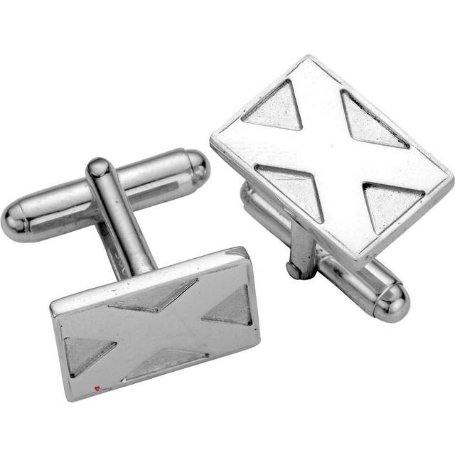 Cufflinks Sterling Silver Rectangular with Cast Style Scottish Saltire