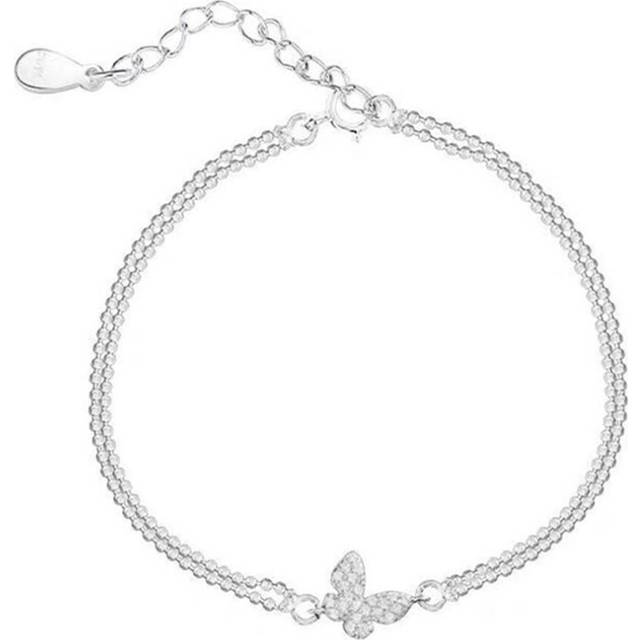 2PCS Silver plating Charm Bracelet for Women New Trendy Elegant Butterfly  Bracelet Couples Jewelry Party Gifts