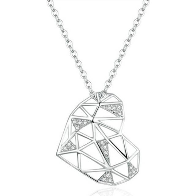 Silver plating Heart Pendant Necklace for Women Fashion Design Deconstruction Party Jewelry