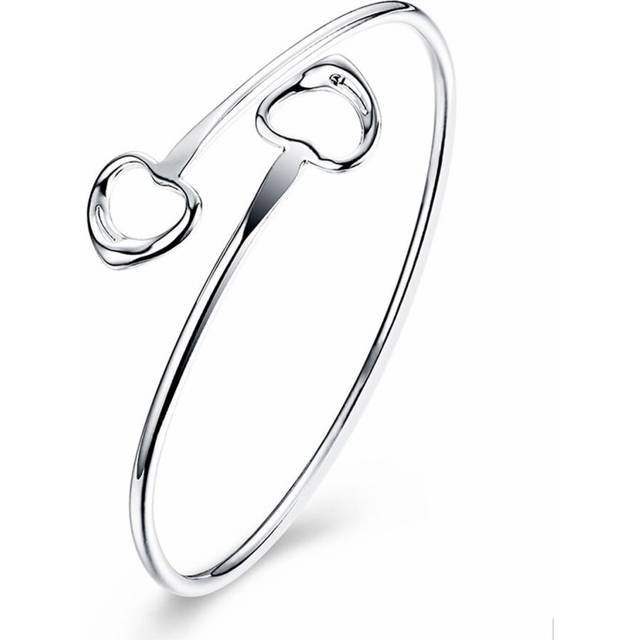 Thin Slim Love Heart Bangle Silver Bracelet Jewellery Gift Fashion