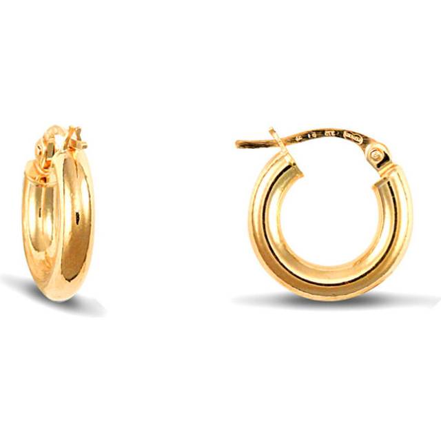 Jewelco London Ladies 9ct Yellow Gold Polished 3mm Hoop Earrings 14mm - JER179A