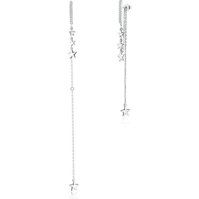Long Tassel Drop Earrings for Women Silver plating Shining Starry Earrings Wedding Engagement Jewelry