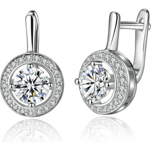 Silver plating  Fashion Stud Earring for Wedding Romantic  Round Earrings Jewelry Gift