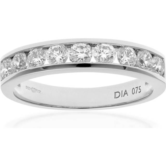 (N) Jewelco London  Platinum Channel Set Half Eternity Ring, IJ/I Certified Diamonds, Round Brilliant, 0.75ct Diamond