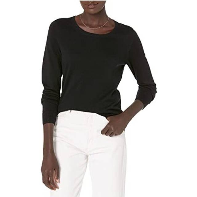 Womens LongSleeve Lightweight Crewneck Jumper Available in Plus Size Black M