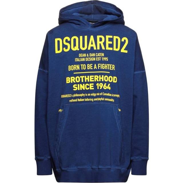 Dsquared2 Mens Born To Be A Fighter Oversize Blue Hoodie Cotton - Size Small