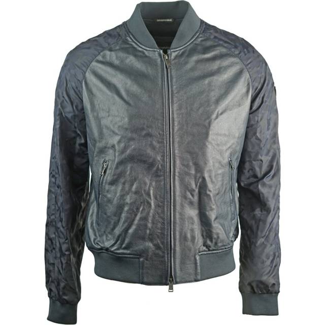 Men's Emporio Armani Contrast Arms Black Leather Jacket - Size: 38/Regular