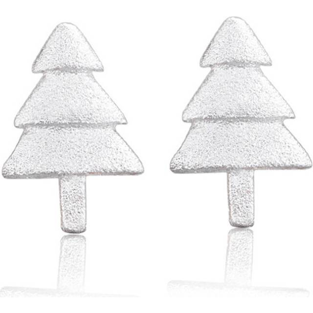 8PCS Silver plating Christmas Tree Stud Earrings for Women Small Simple Plant Jewelry Christmas Gifts