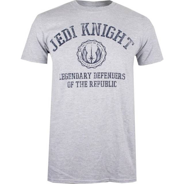 (M, Grey) Star Wars Mens Legendary Defenders Of The Republic Jedi Knight Marl T-Shirt