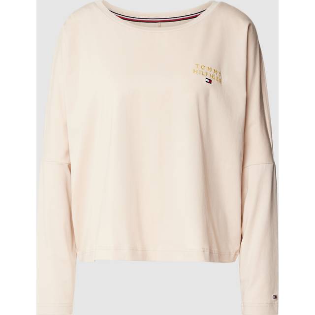 Women's Tommy Hilfiger LONG SLEEVE T-SHIRT GOLD EMBR. Womens T-Shirts Cashmere Creme - Grey - Size: 14