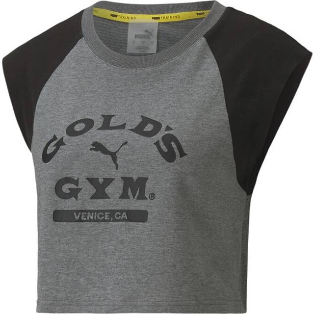 Puma x Gold's Gym Logo Cropped Top - Womens - Grey Cotton - Size X-Small