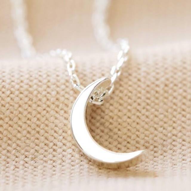 Silver Crescent Moon Necklace - silver