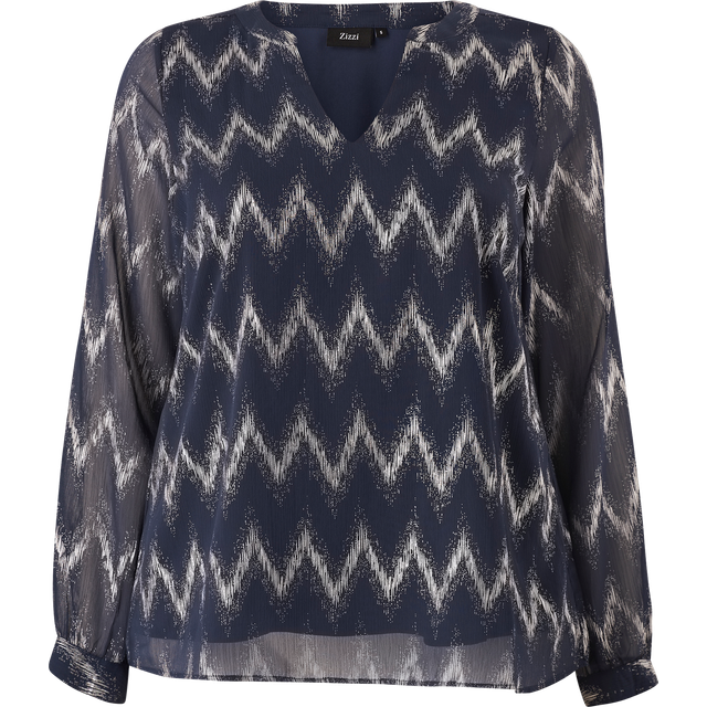 Zizzi - Blus caBix L/S Blouse - Blå