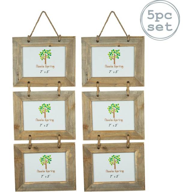 5x Rustic Wooden Hanging 3 Photo Frame Driftwood Picture Display 7 X 5 Natural