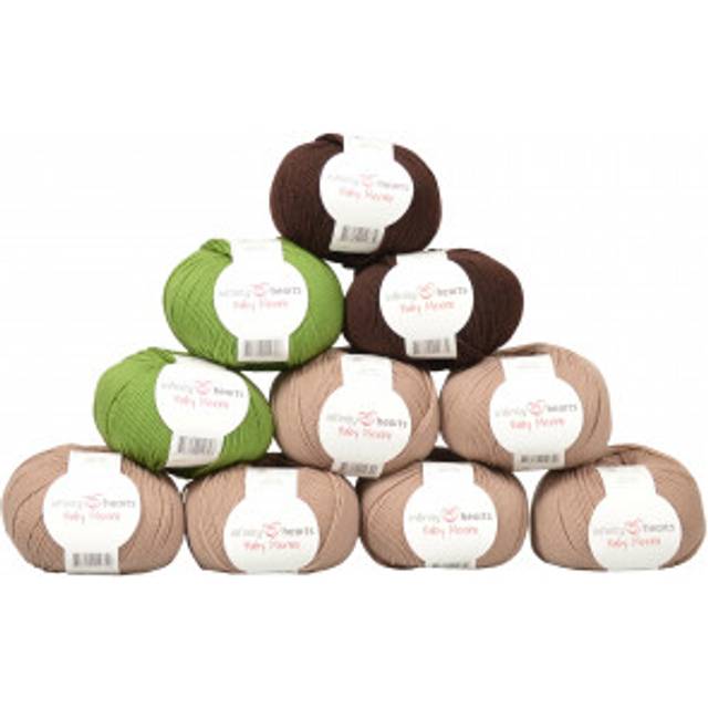 Infinity Hearts Baby Merino Garnpaket 24 Tre nyanser Grön och Brun - 10 st