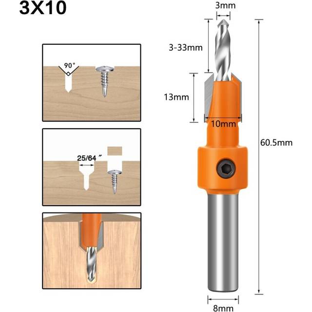 5pcs Drill Bit Set Carbon Steel Woodworking Countersink Router Ank Countersink Drill Bit Woodworking Screw Wood Hole Drill Bit