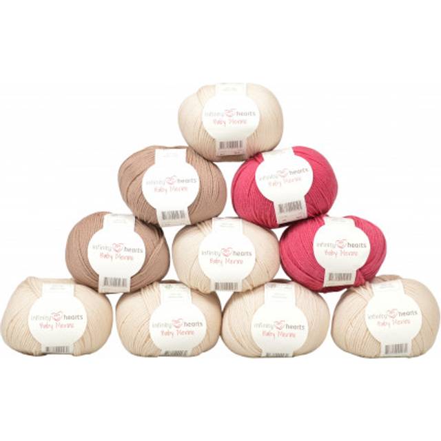 Infinity Hearts Baby Merino Garnpaket 23 Tre nyanser Natur och Ljung - 10 st