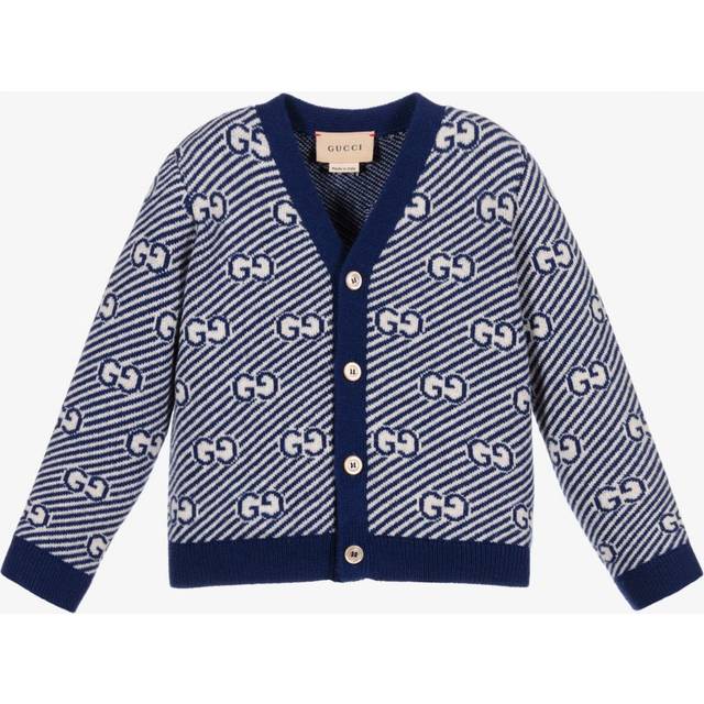 Gucci Blue Wool Gg Baby Cardigan - 12-18 month