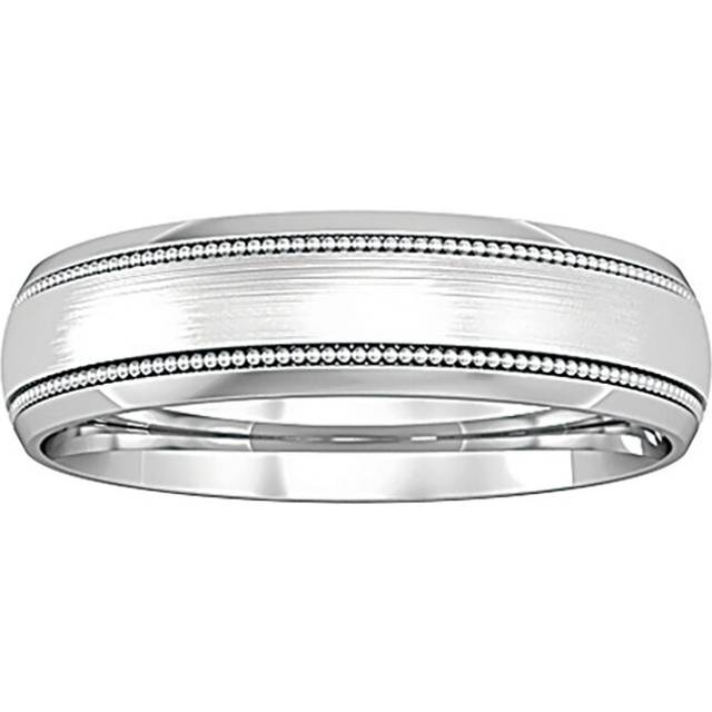 9ct white gold jewelco london court satin beaded edge band wedding ring 5mm