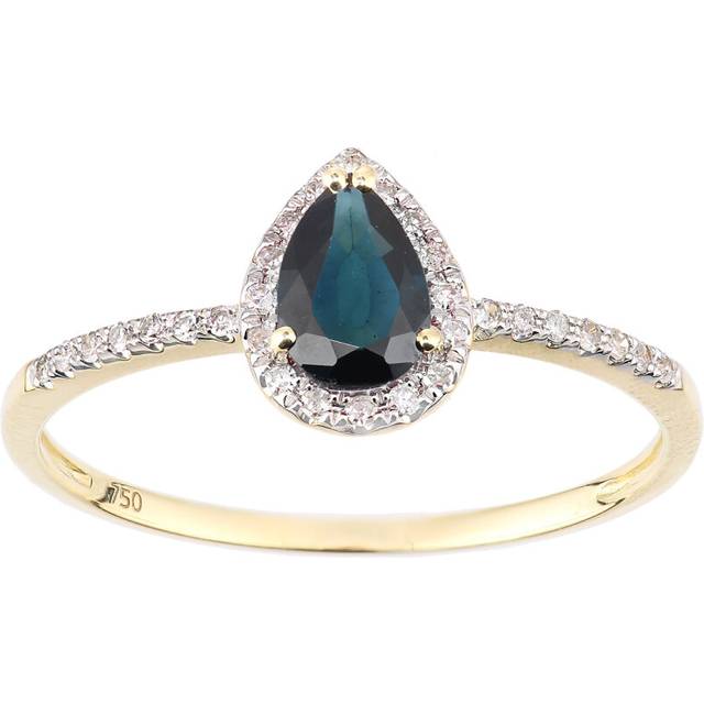 (J) Jewelco London 18ct Yellow Gold Pear Sapphire and Diamond Teardrop Cluster Ring
