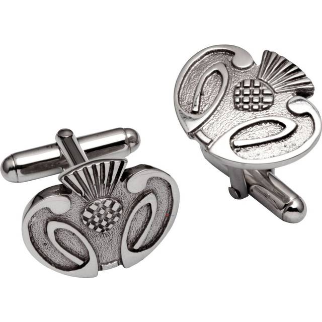 Cufflinks in Sterling Silver Stylised Scottish Thistle Relief Design