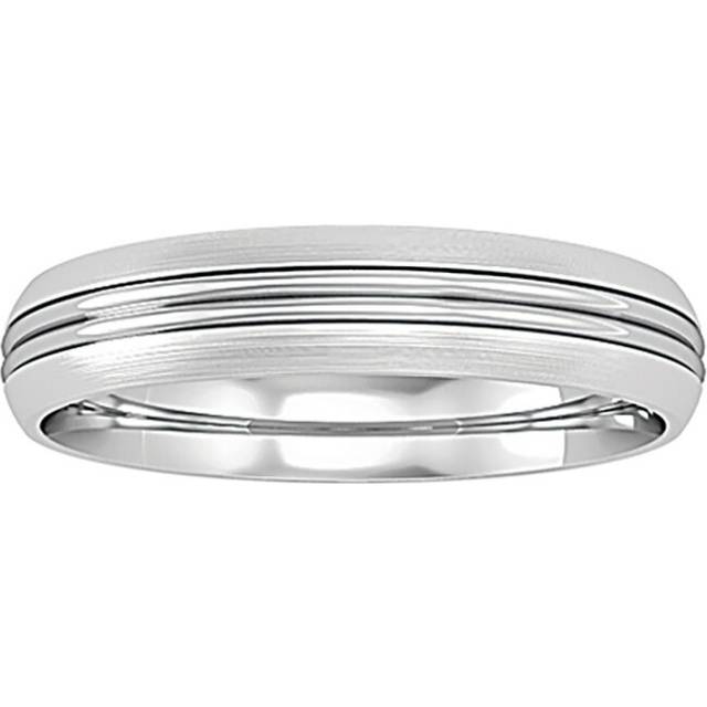 9ct white gold jewelco london court double groove satin band wedding ring 4mm