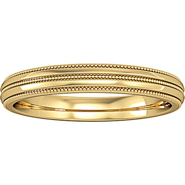 9ct gold jewelco london court triple beaded edge band wedding ring 3mm