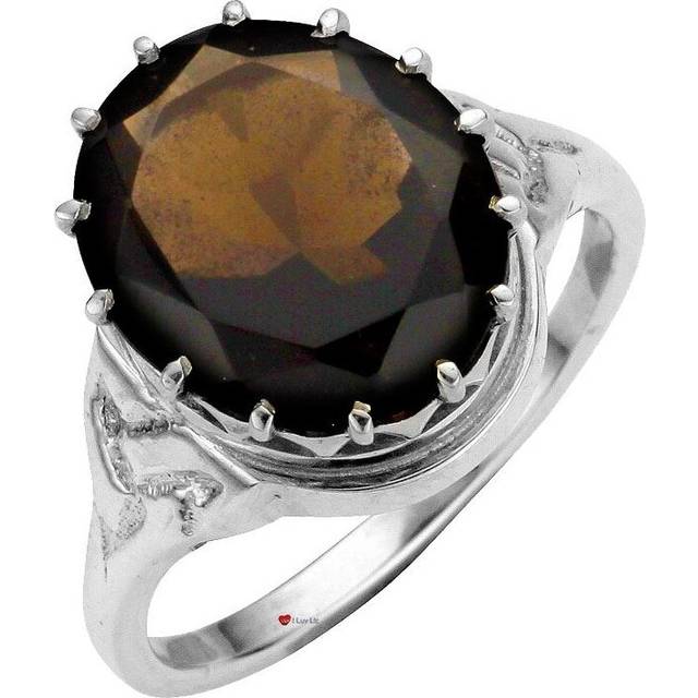 (M) Ring Crafted in Sterling Silver with Smokey Quartz Stone Mounted Over Celtic Knotwork