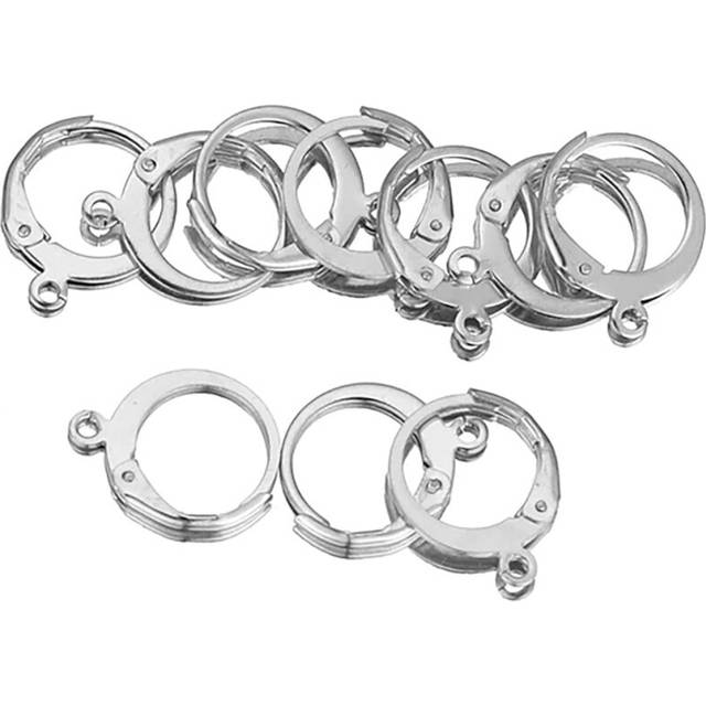 (Silver) 10pcs Earrings Silver Gold Hypoallergenic Round Leverback Ear Hooks Findings