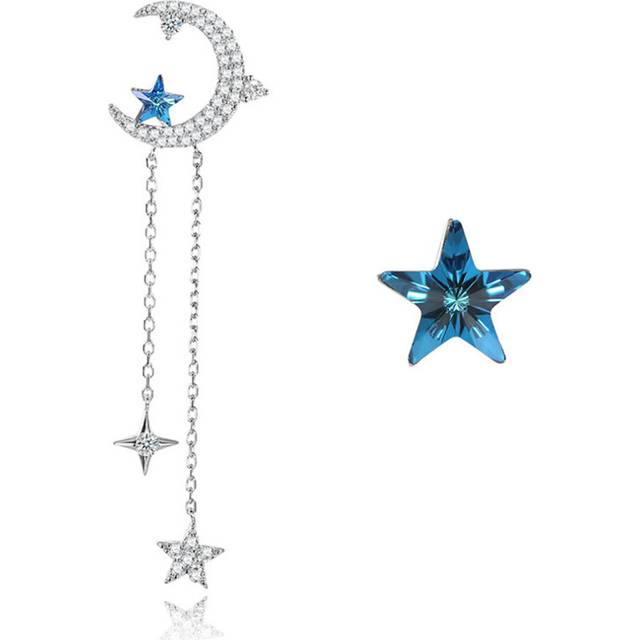 Silver plating Earrings Moon Star Tassel Earrings Female Earrings