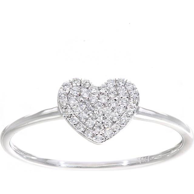 (N) Jewelco London 18ct White Gold Diamond Heart Halo Ring