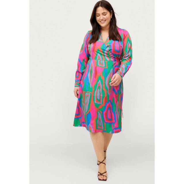 Zizzi - Omlottklänning xLiva L/S Wrap Dress - Grön