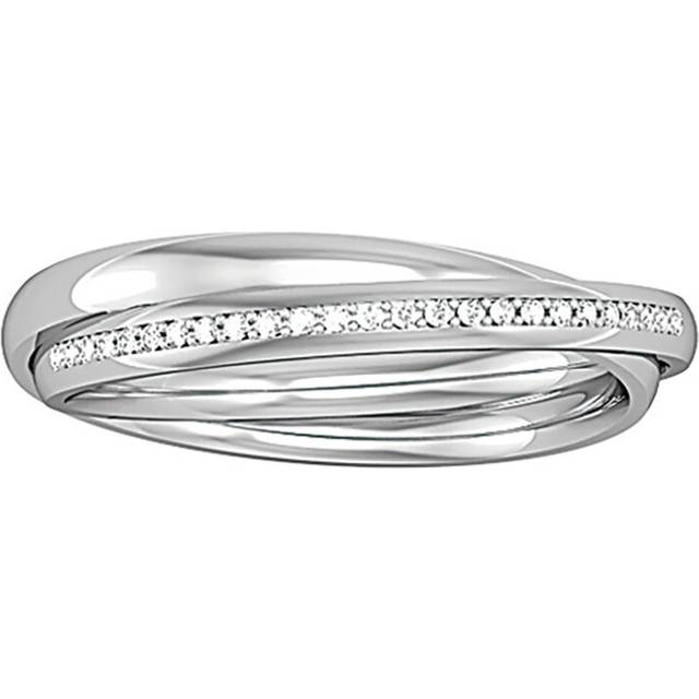 18ct white gold jewelco london diamond 2-band court rolling wedding ring 2mm 4pt