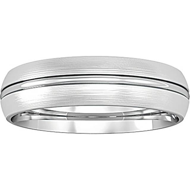 9ct white gold jewelco london court groove satin brushed band wedding ring 5mm