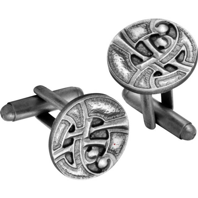 Cufflinks Plated Antique Silver Finish Round Celtic Interlace Design