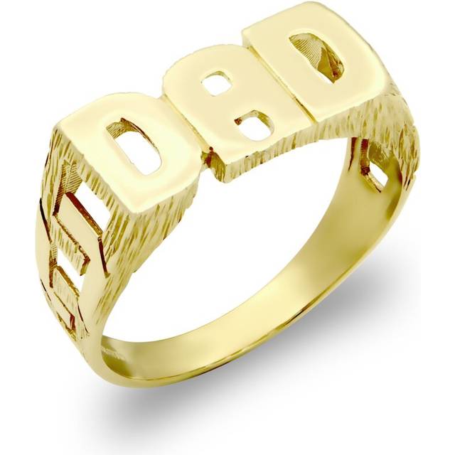 (U) Jewelco London Men's Solid 9ct Yellow Gold Curb Link Sides DAD Ring - JRN126A