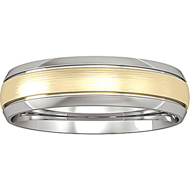 18ct white gold jewelco london court satin brushed step band wedding ring 5mm