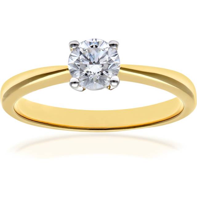 (L) Jewelco London 18ct Yellow Gold Engagement Ring, IJ/I Certified Diamond, Round Brilliant, 0.50ct, Yellow Gold