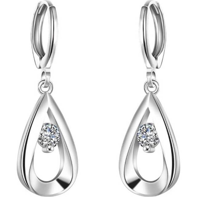 2PCS Silver plating Romantic Water-drop  Vintage Long Dangle Earrings for Women Wedding Jewelry